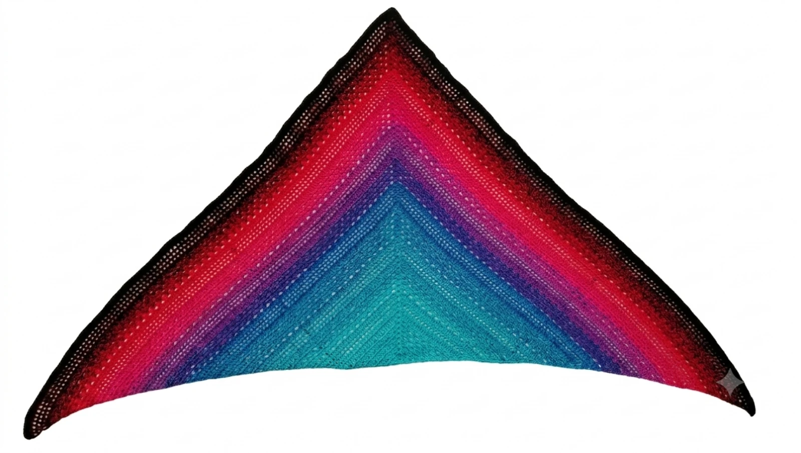 Large Handmade Crochet Shawl - Beautiful Turquoise, Purple, Red & Black Gradient – photo 11